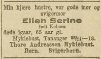 1913.11.28 - Aftenbladet - Ellen Serine født Kolnes - d1913.11.27